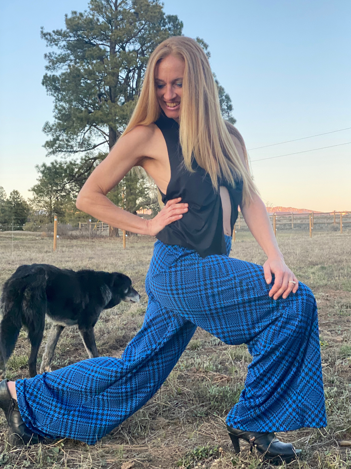 Jane Pant in Royal Herringbone