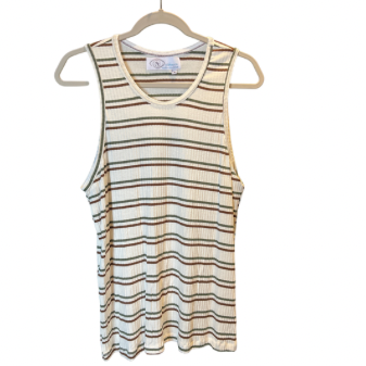 San Juan Tank Top in Sage and Brown Stripes