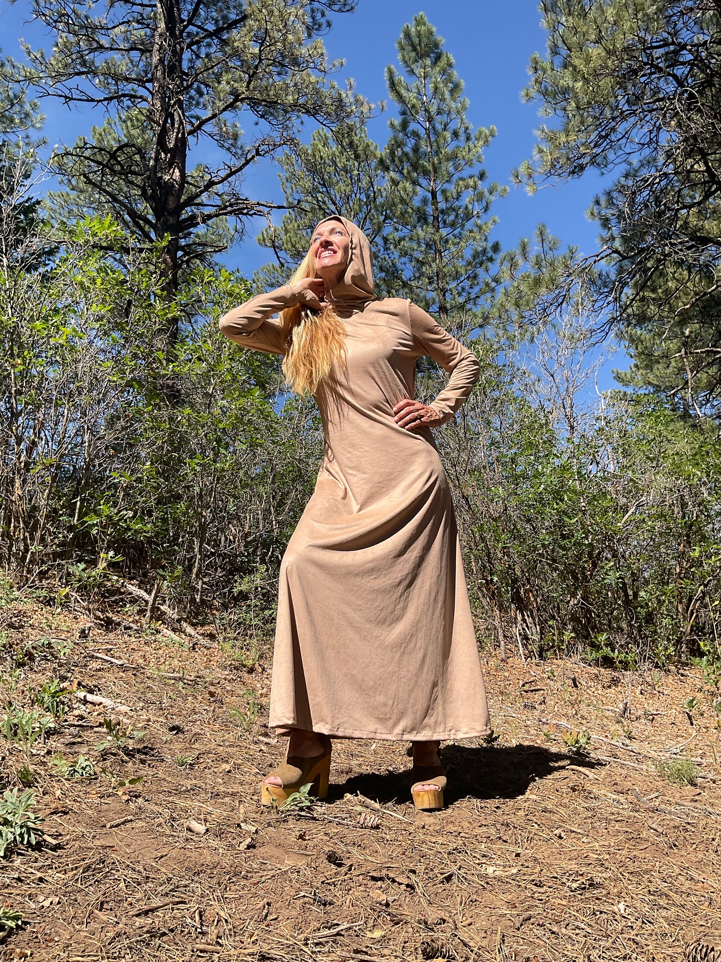 Stella Dress in Beige Plush