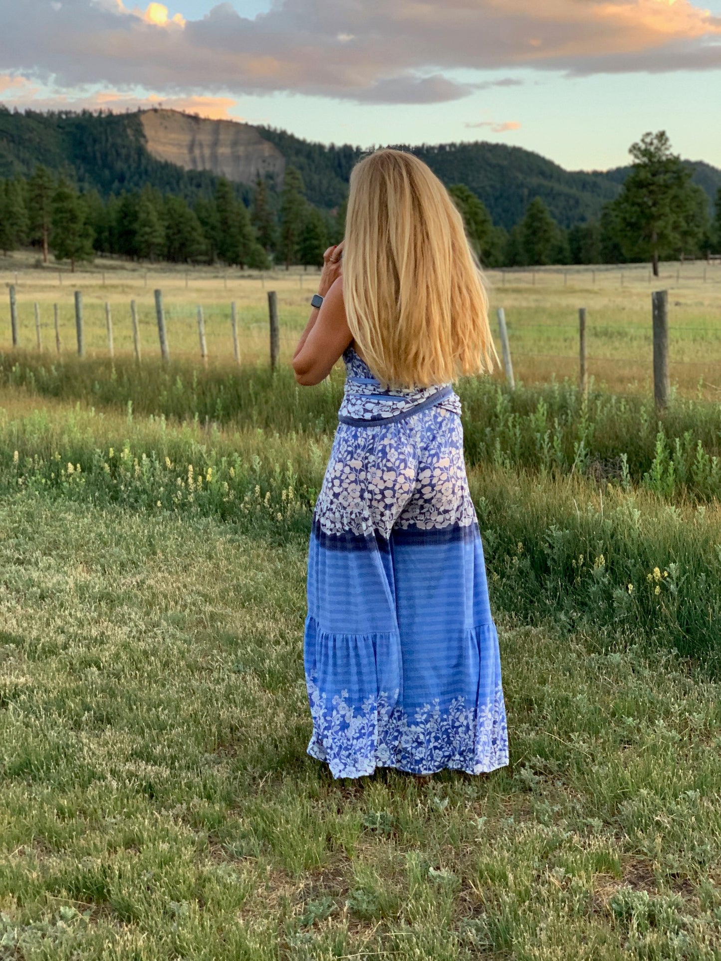 Susie Halter Top in Periwinkle Floral