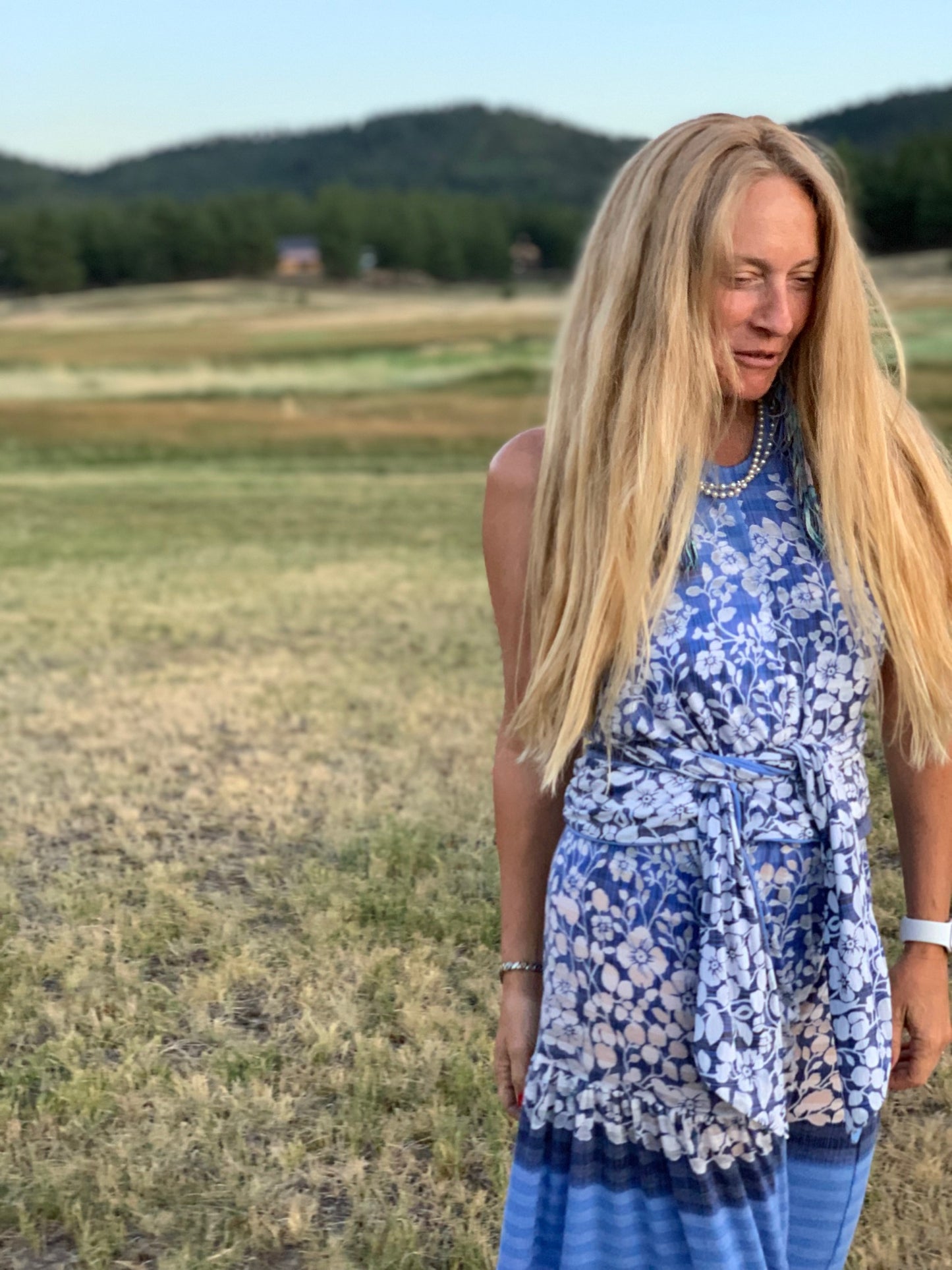 Susie Halter Top in Periwinkle Floral