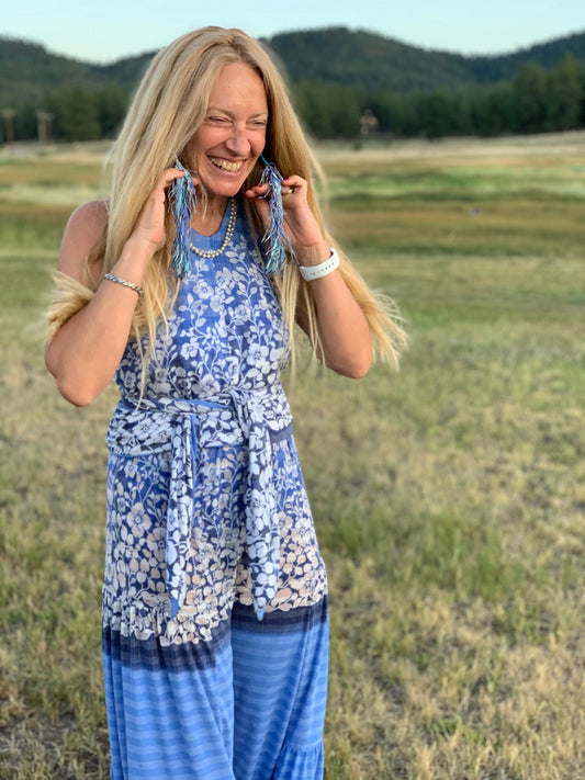 Susie Halter Top in Periwinkle Floral