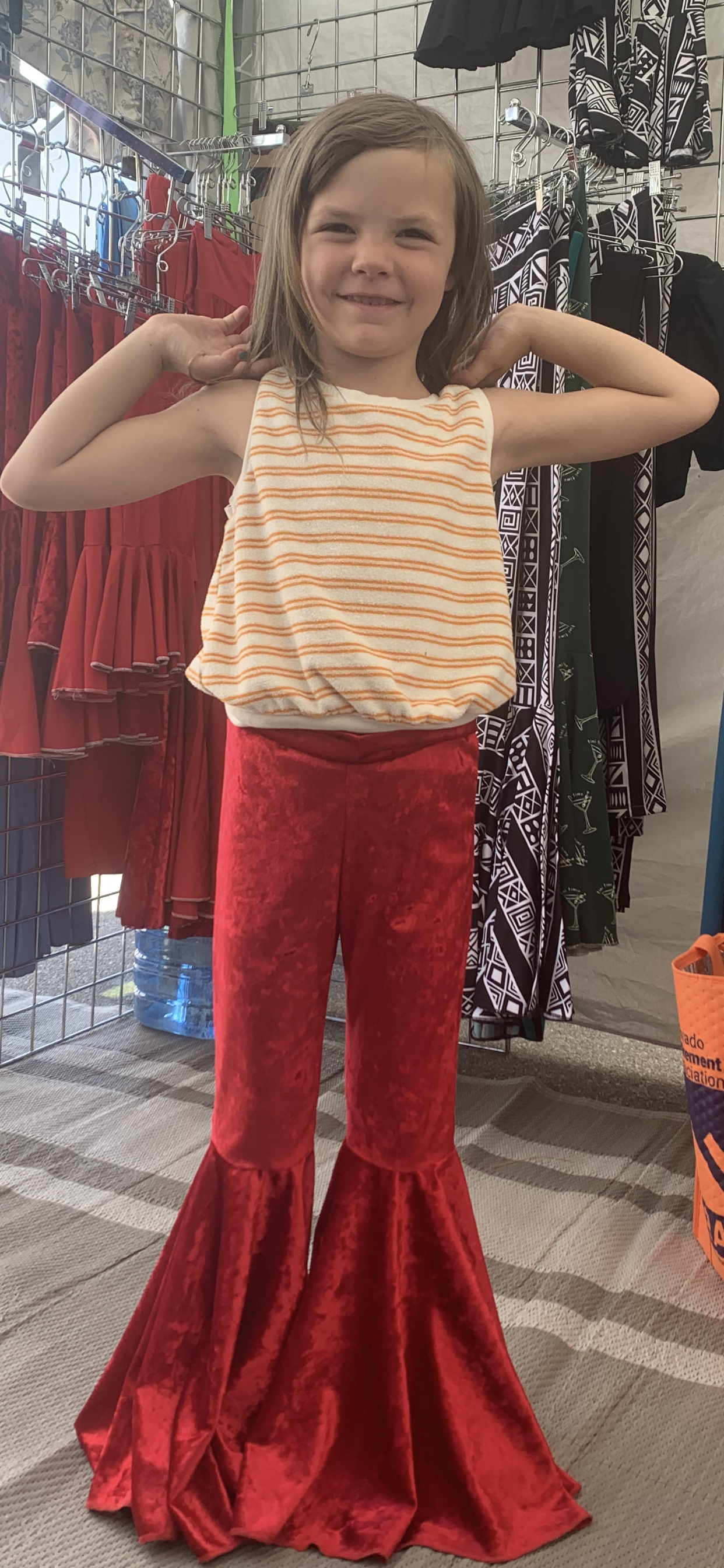 LI’l Daisy Bell Pants in Red Crushed Velvet