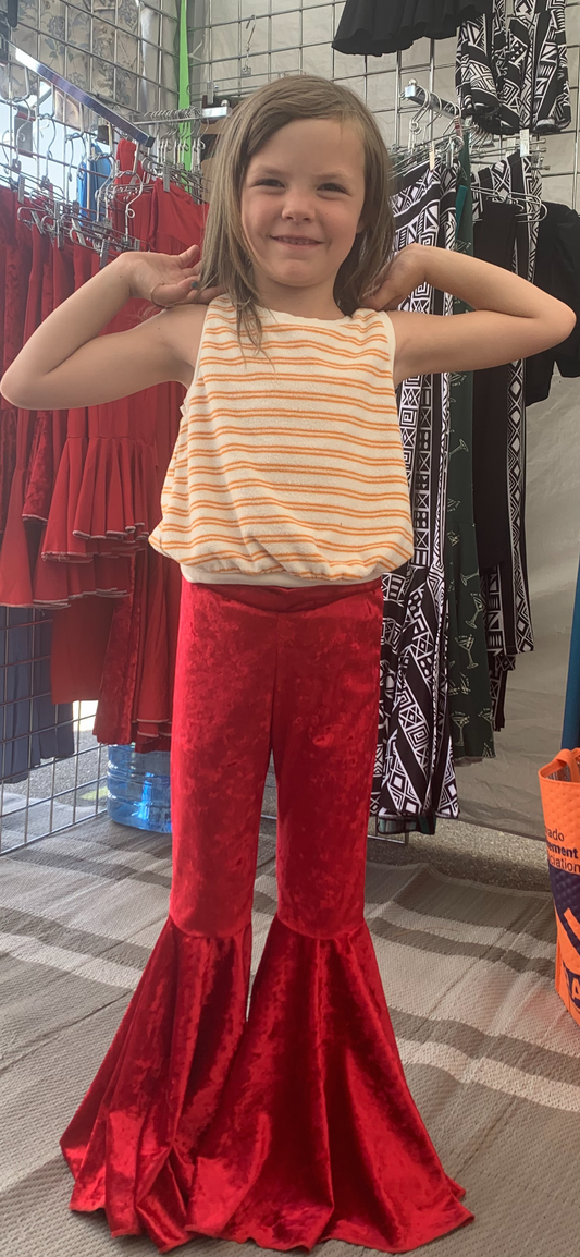 LI’l Daisy Bell Pants in Red Crushed Velvet