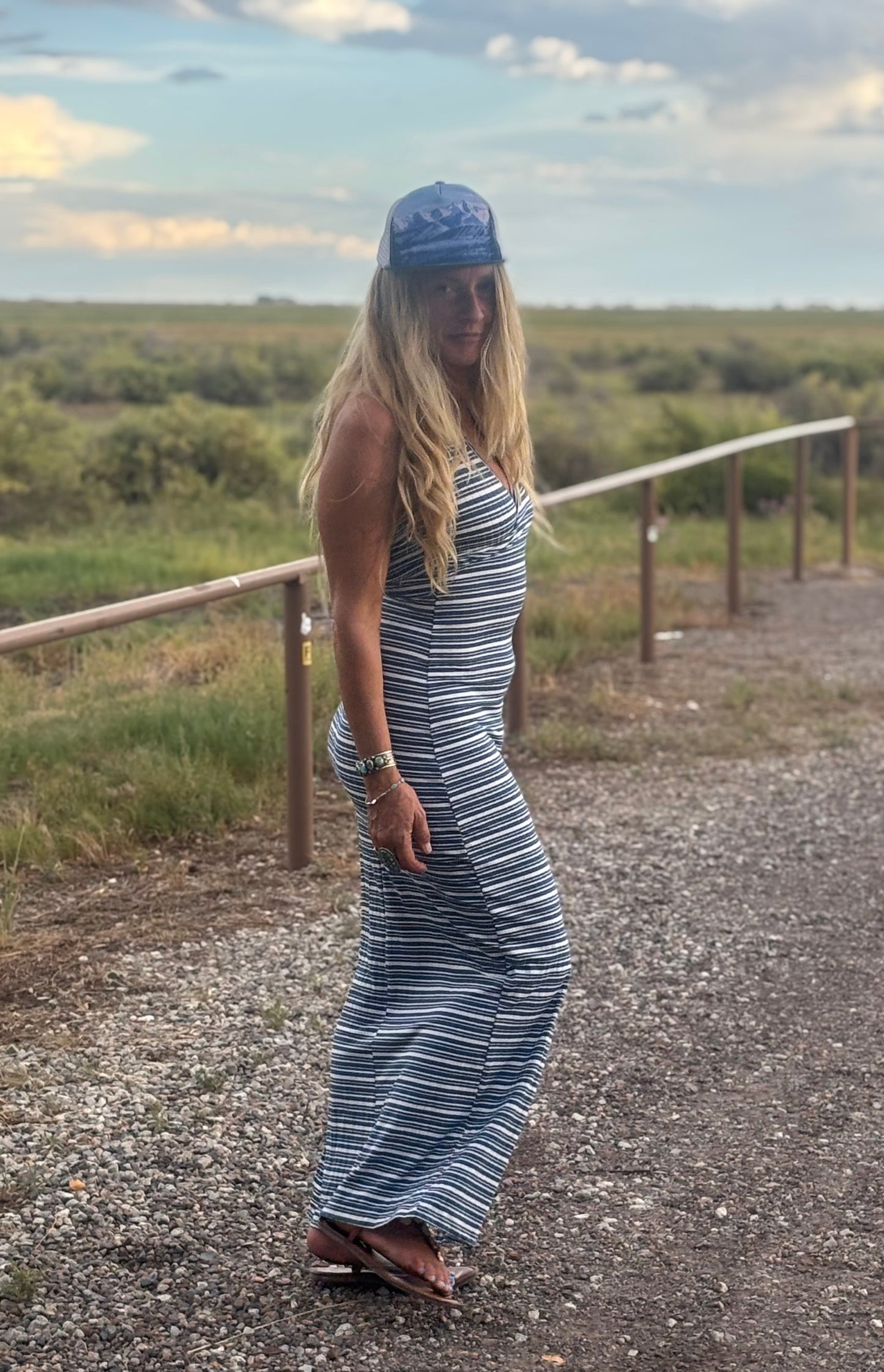 Andy Dress in Sky Blue Stripes