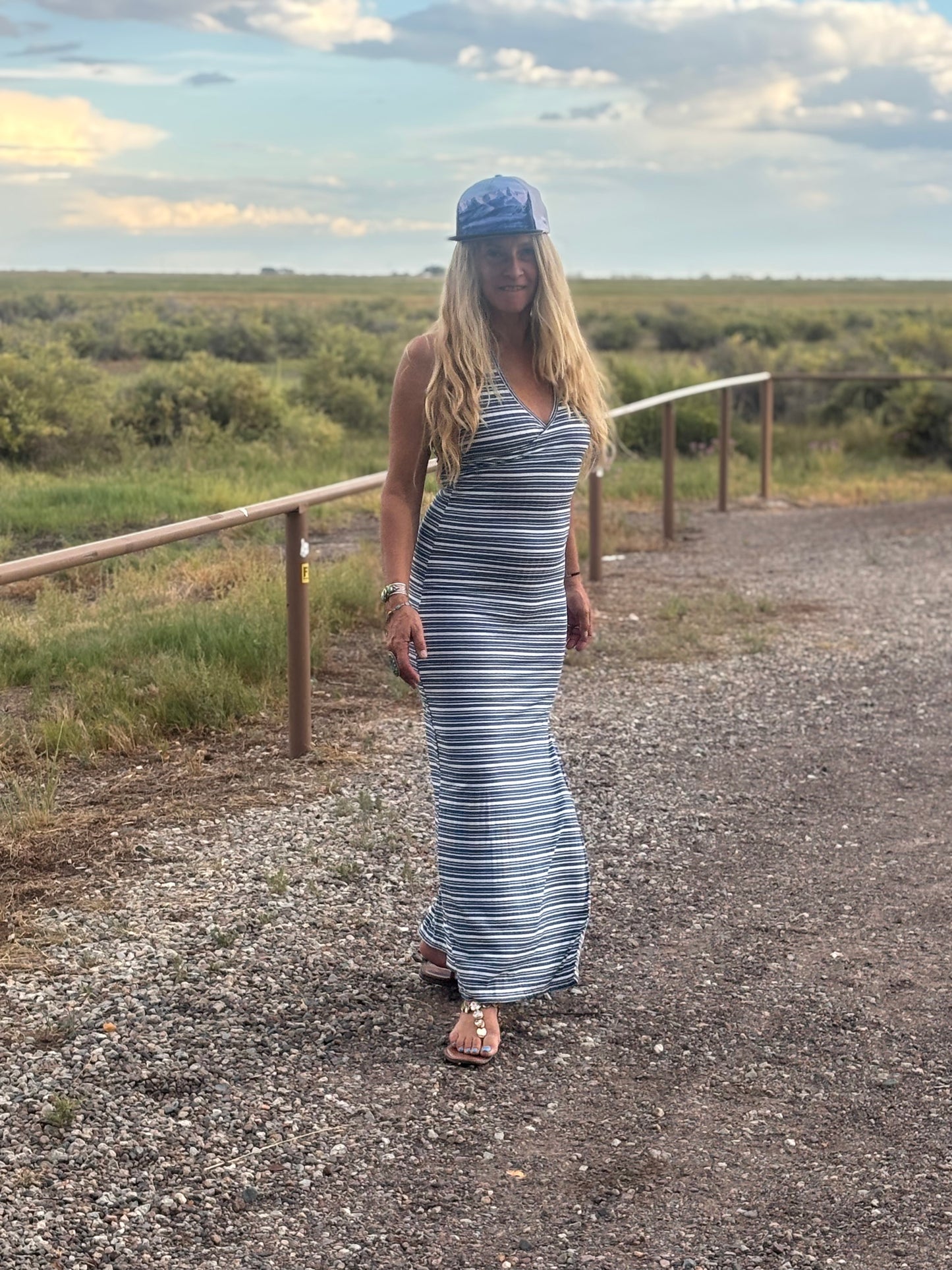 Andy Dress in Sky Blue Stripes