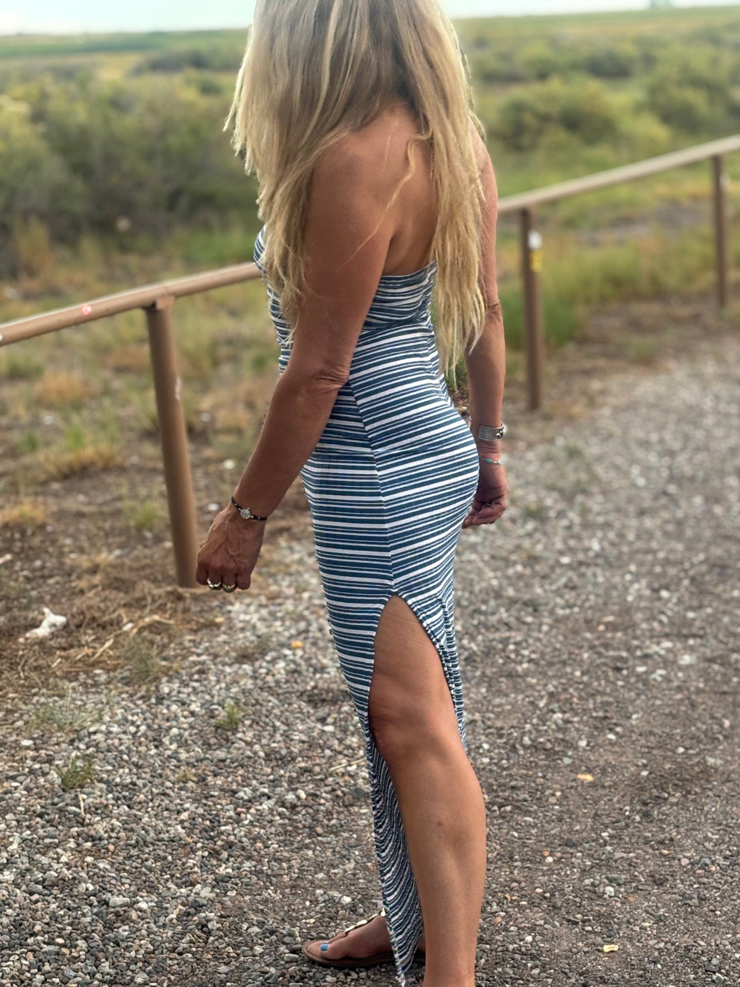 Andy Dress in Sky Blue Stripes