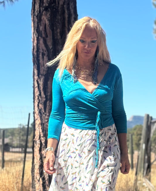 Jazz Wrap Sweater in Turquoise