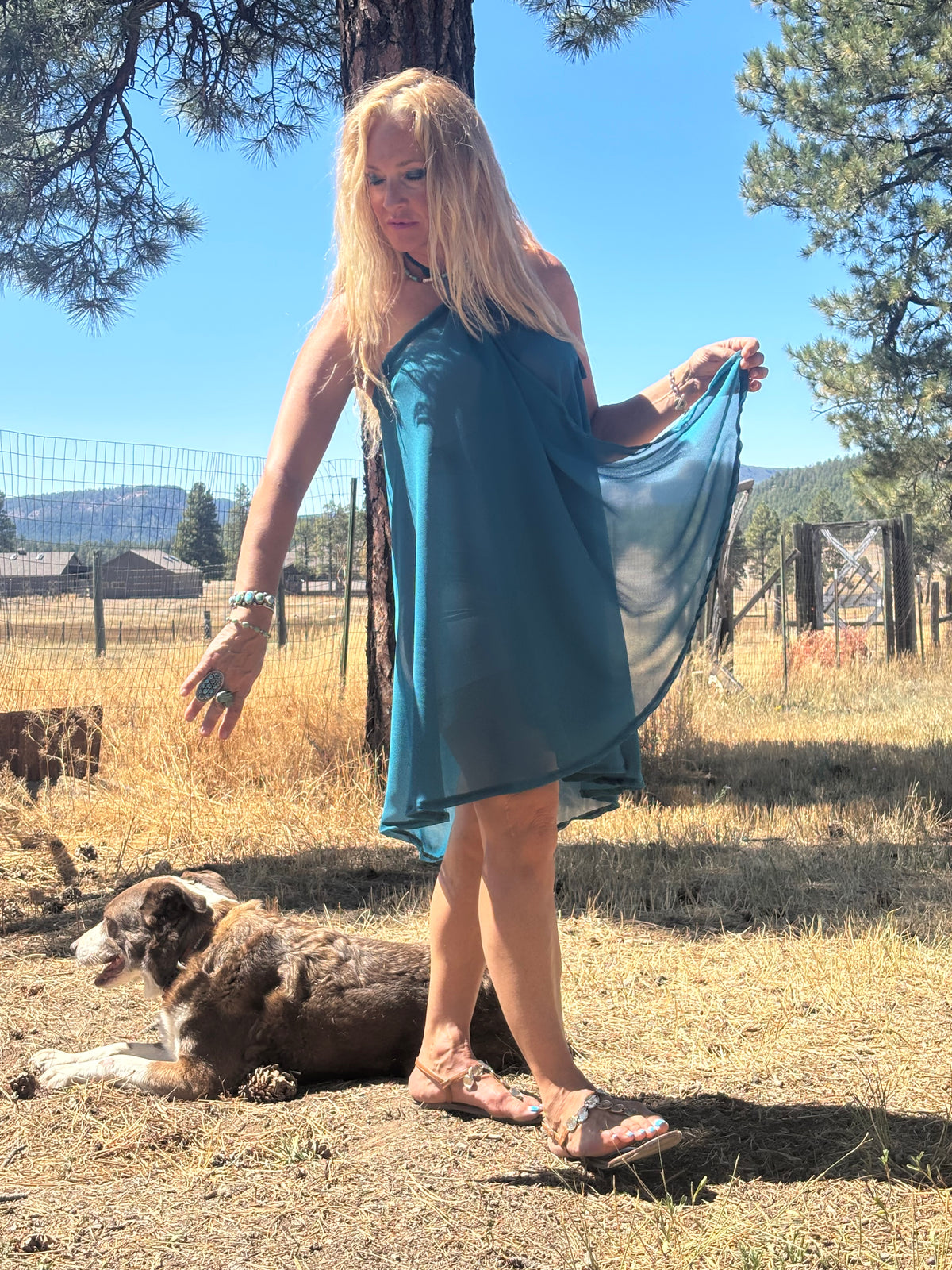 Camelion Skirt in Teal Chiffon