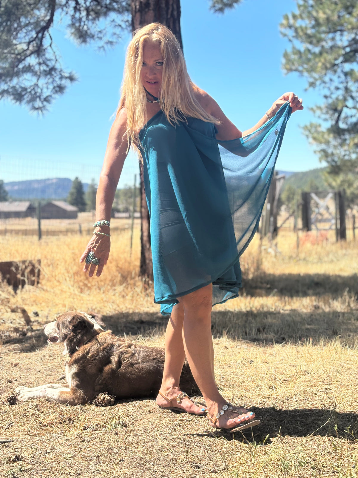 Camelion Skirt in Teal Chiffon