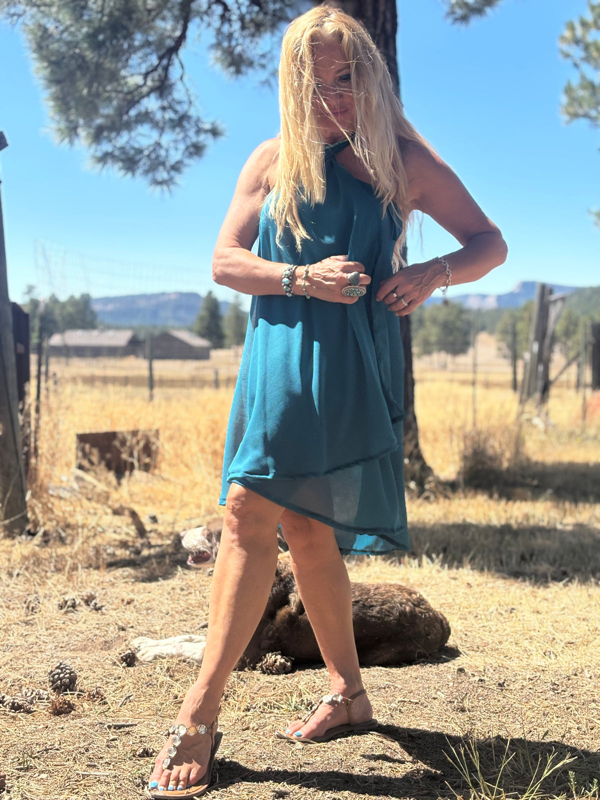 Camelion Skirt in Teal Chiffon