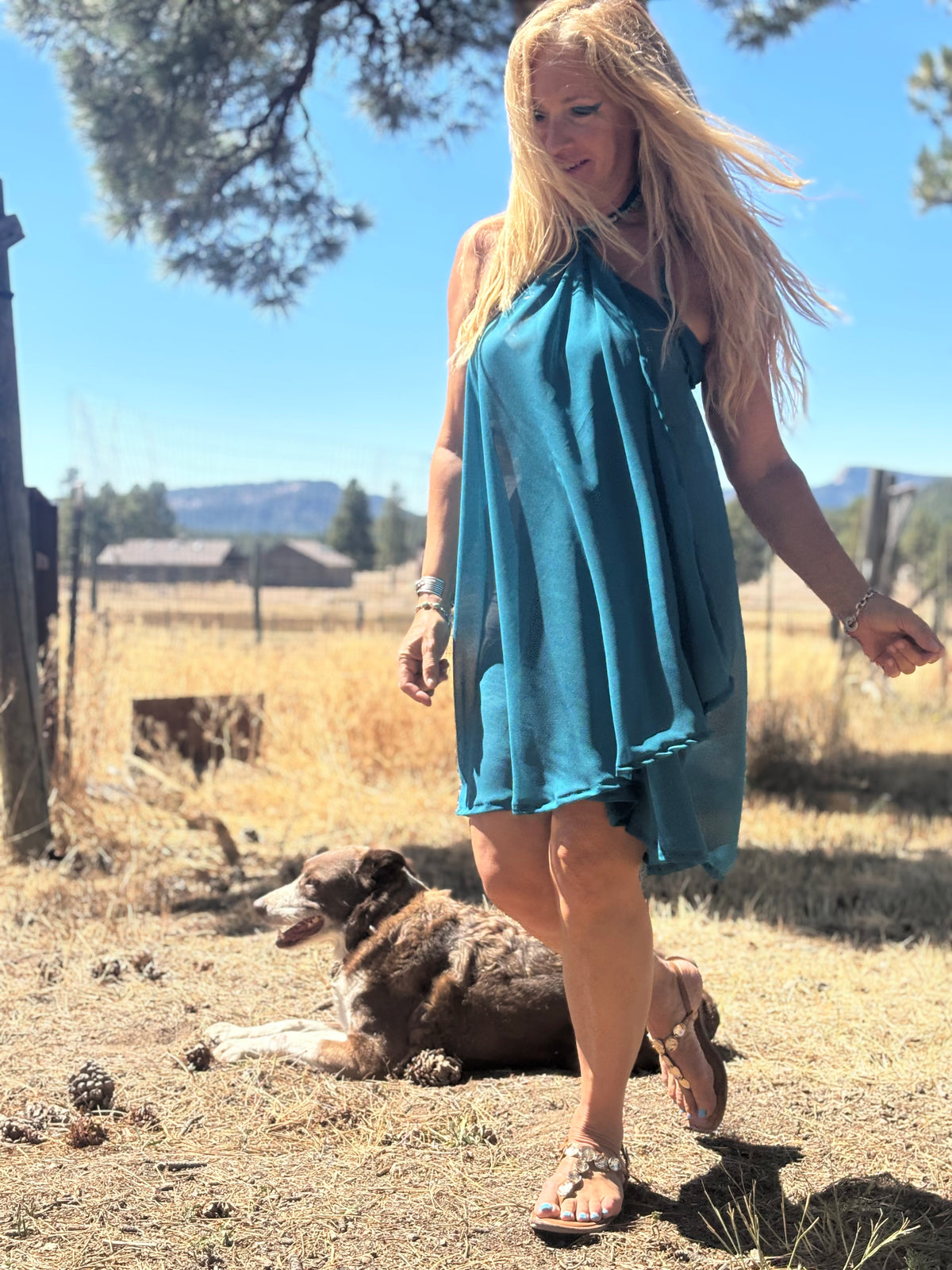 Camelion Skirt in Teal Chiffon