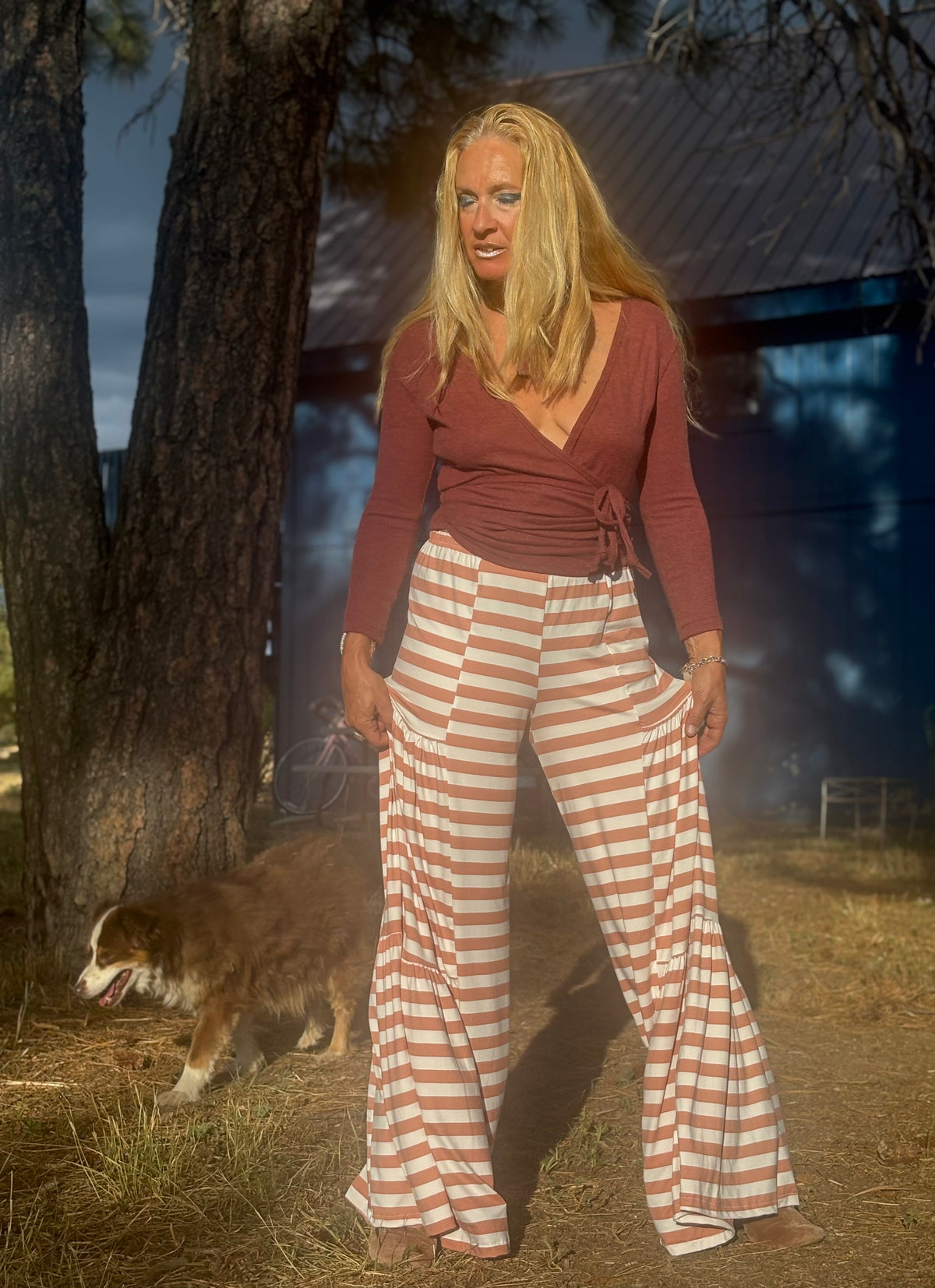 A Sandy Pants in Palisades Peach Stripes