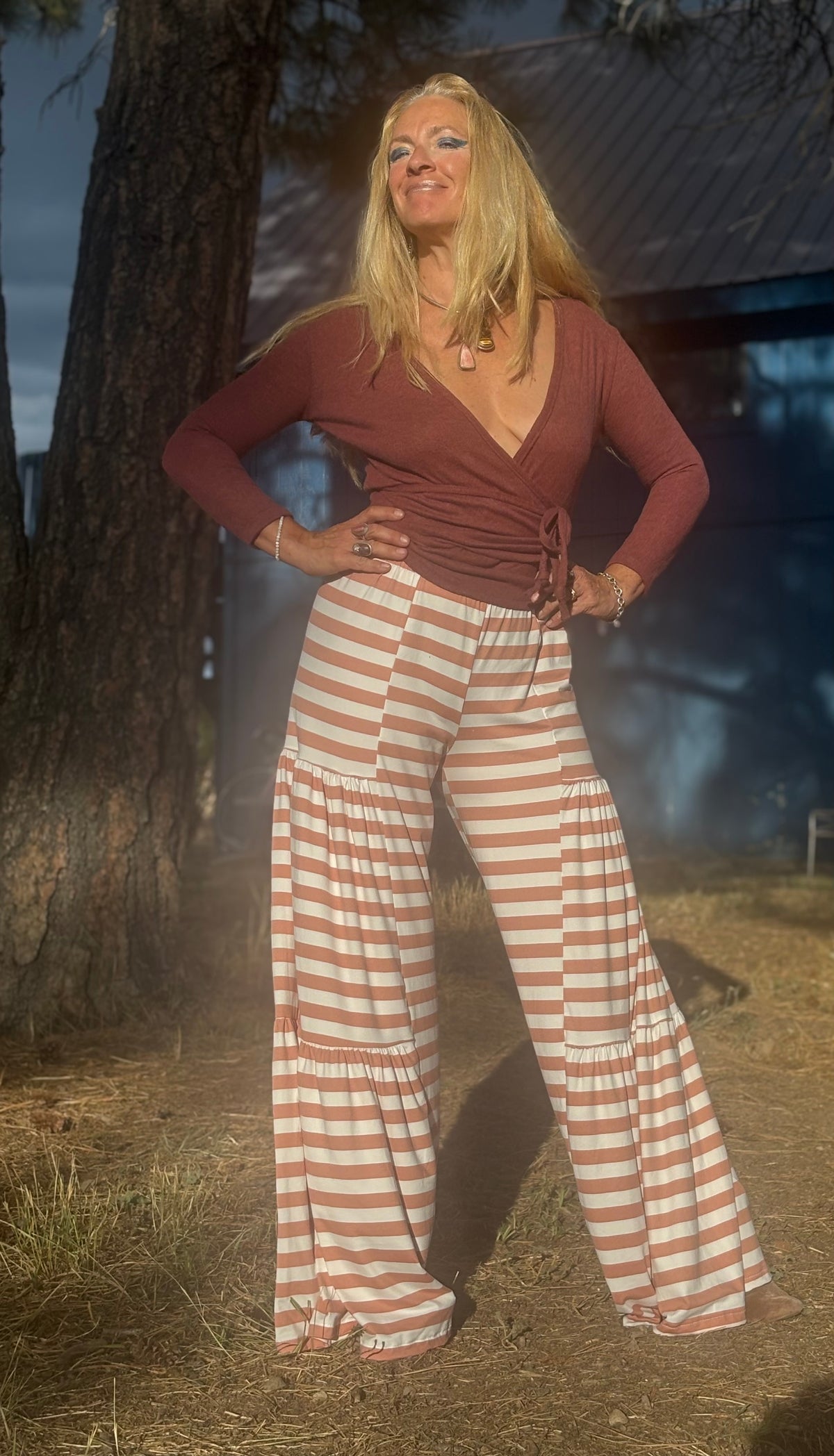 A Sandy Pants in Palisades Peach Stripes