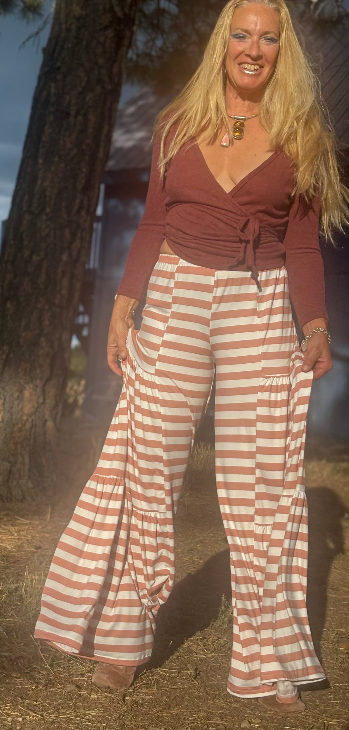 A Sandy Pants in Palisades Peach Stripes