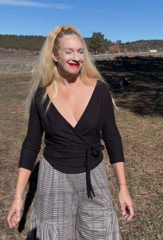 Jazz Wrap Sweater in Black